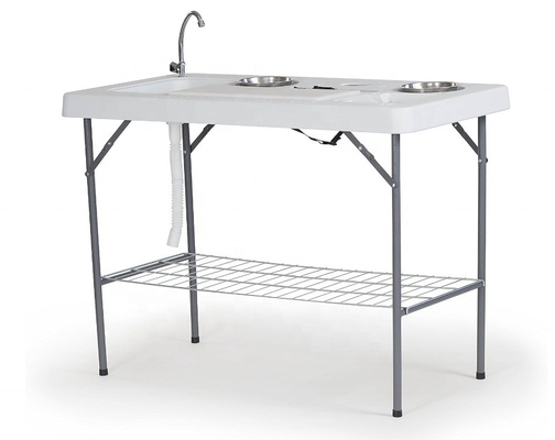 Bequemer Fischfillet-Tisch für Camping im Freien mit Waschbecken und Aluminiumrahmen