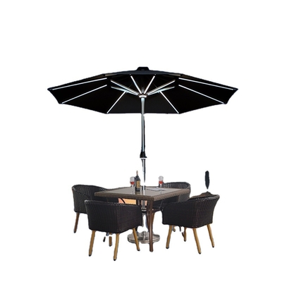 Allgemein europäischer Stil Solarenergie USB Wiederaufladbarer Stahl Terrassenschirm mit 3 LED