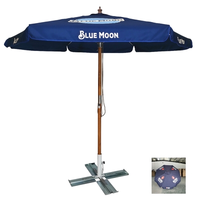 Außen Sonnenschirm 2,5 M Marine Blau Holz Schirm mit geradeem Holzrahmen und Custom Logo